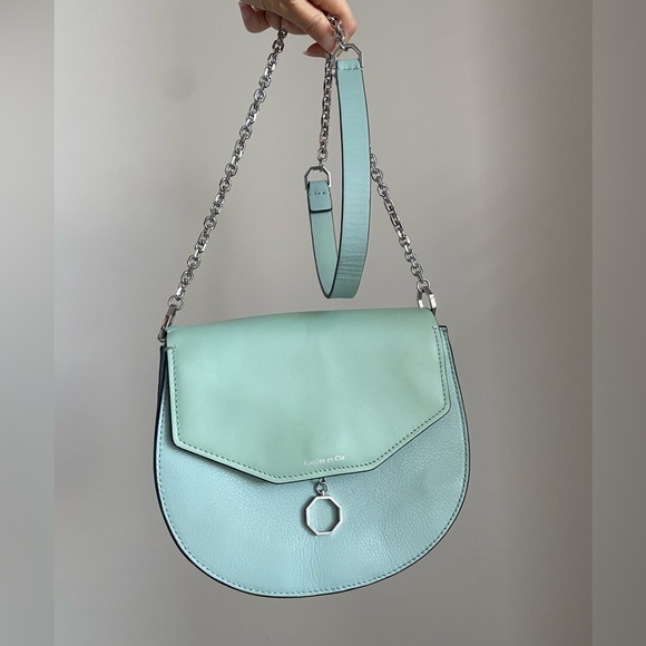 LOUISE ET CIE Leather Shoulder Bag Jael Crossbody purse mint sage green New - Picture 5 of 16